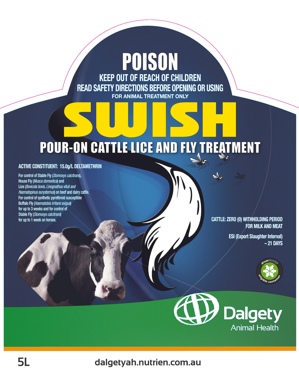 Swish Pour-On Cattle Lice and Fly Treatment Dalgety Animal Health