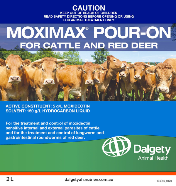 Moximax Pour-On For Cattle and Red Deer Dalgety Animal Health