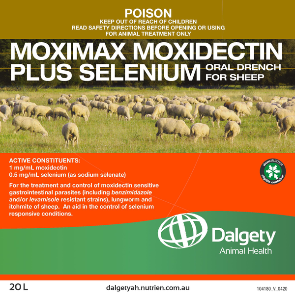 Moximax Moxidectin Plus Selenium Oral Drench For Sheep Dalgety Animal Health