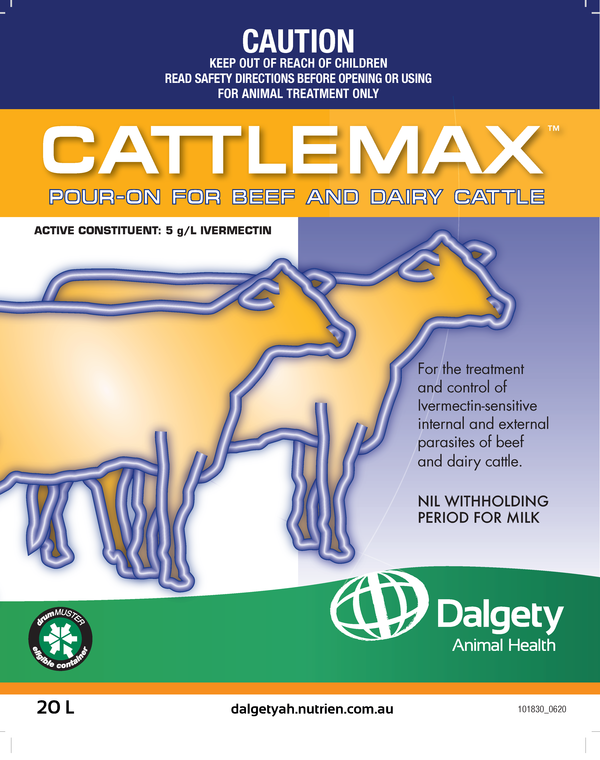 Cattlemax Pour-On for Beef and Dairy Cattle Dalgety Animal Health